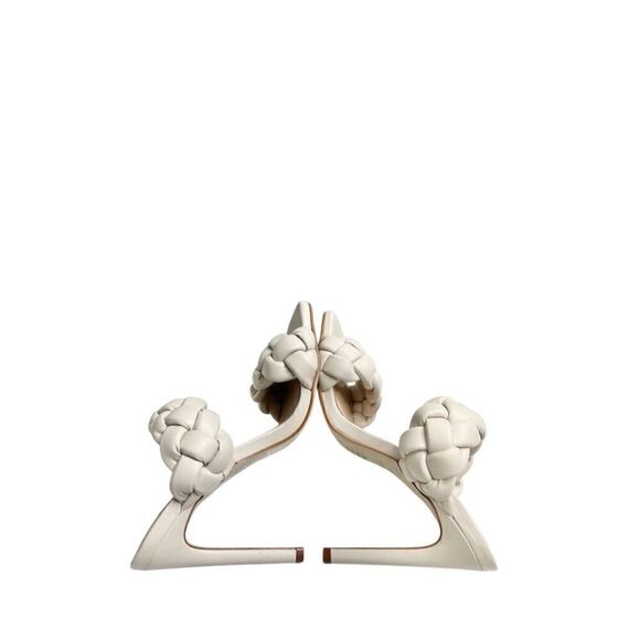 Steve Madden Sandals Size 6 Off White Kenley Slip On Open Toe Woven Heels - Picture 7 of 12